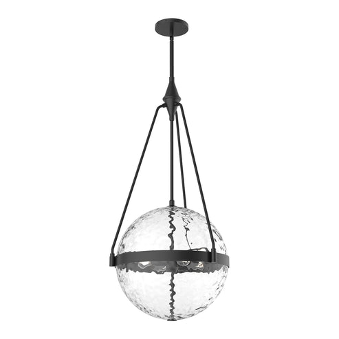Alora Mood PD406418MBWC Harmony 4-Light Pendant, 18", Steel, Matte Black/Clear Water Glass, 60W, 120V, Adjustable Rod, Dry Rated