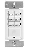 Enerlites HET06-J-W 4-Hour No Neutral Wire Countdown Timer Switch, 5-10-30-60 Min, 2-4 Hour, for Bathroom Fans, Heaters, Lights, LED Indicator, 120VAC 800W, UL Listed