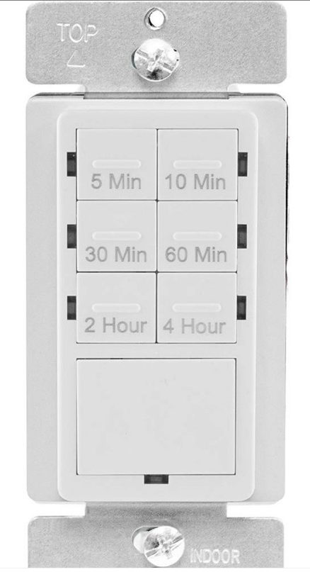 Enerlites HET06-R-W 800 WATTS 4-HOUR IN-WALL PRESET TIMER SWITCH - WHITE