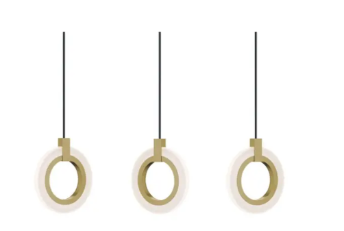 AFX Lighting HLOP08LAJUDLBLNR3 Halo 3-Light LED Linear Pendant, Wattage 54W, Multi-Color Temperature, Voltage 120V,  Light Antique Brass
