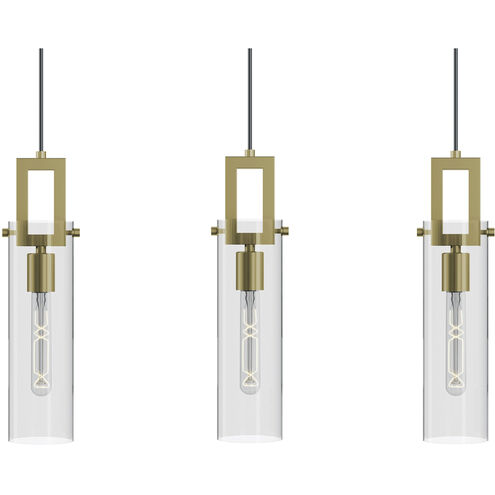 AFX Lighting HOUP04MBLBLNR3 Houston LED Linear Pendant Ceiling 3-Light in Antique Brass Finish