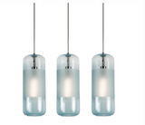 AFX Lighting HRP06MBSNAQLNR3 Hermosa 3-Light LED Linear Pendant Light - 120v - Satin Nickel / Aqua Glass