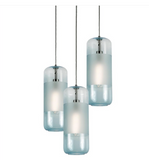 AFX Lighting HRP06MBSNAQRND3 Hermosa 3-Light LED Round Pendant Light - 120v - Satin Nickel / Aqua Glass