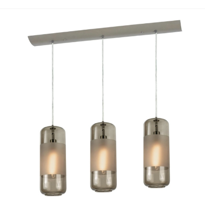 AFX Lighting HRP06MBSNBRLNR3 Hermosa 3-Light LED Linear Pendant Light - 120v - Satin Nickel / Brown Glass