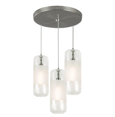 AFX Lighting HRP06MBSNCLRND3 Hermosa 3-Light LED Round Pendant Light - 120v - Satin Nickel / Clear Glass