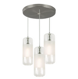 AFX Lighting HRP06MBSNCLRND3 Hermosa 3-Light LED Round Pendant Light - 120v - Satin Nickel / Clear Glass