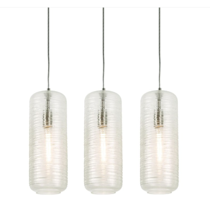 AFX Lighting HRP06MBSNCSLNR3 Hermosa 3-Light LED Linear Pendant Light - 120v - Satin Nickel / Swirl Glass