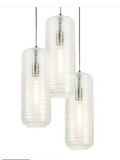 AFX Lighting HRP06MBSNCSRND3 Hermosa 3-Light LED Round Pendant Light - 120v - Satin Nickel / Swirl Glass