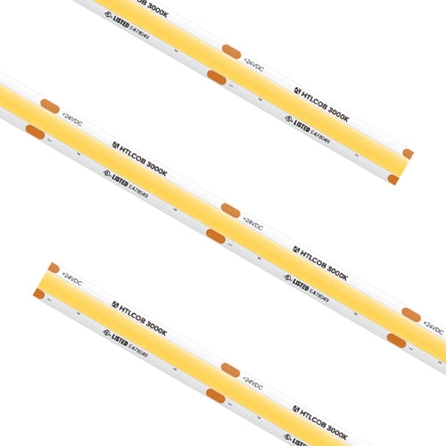 American Lighting HTL-COB-WW-100 Trulux High Output COB LED Tape Light, 100FT Reel, IP54 Damp Location, Color Temperature 3000K, Wattage 5W / FT, 409 Lumens / FT, Voltage 24V