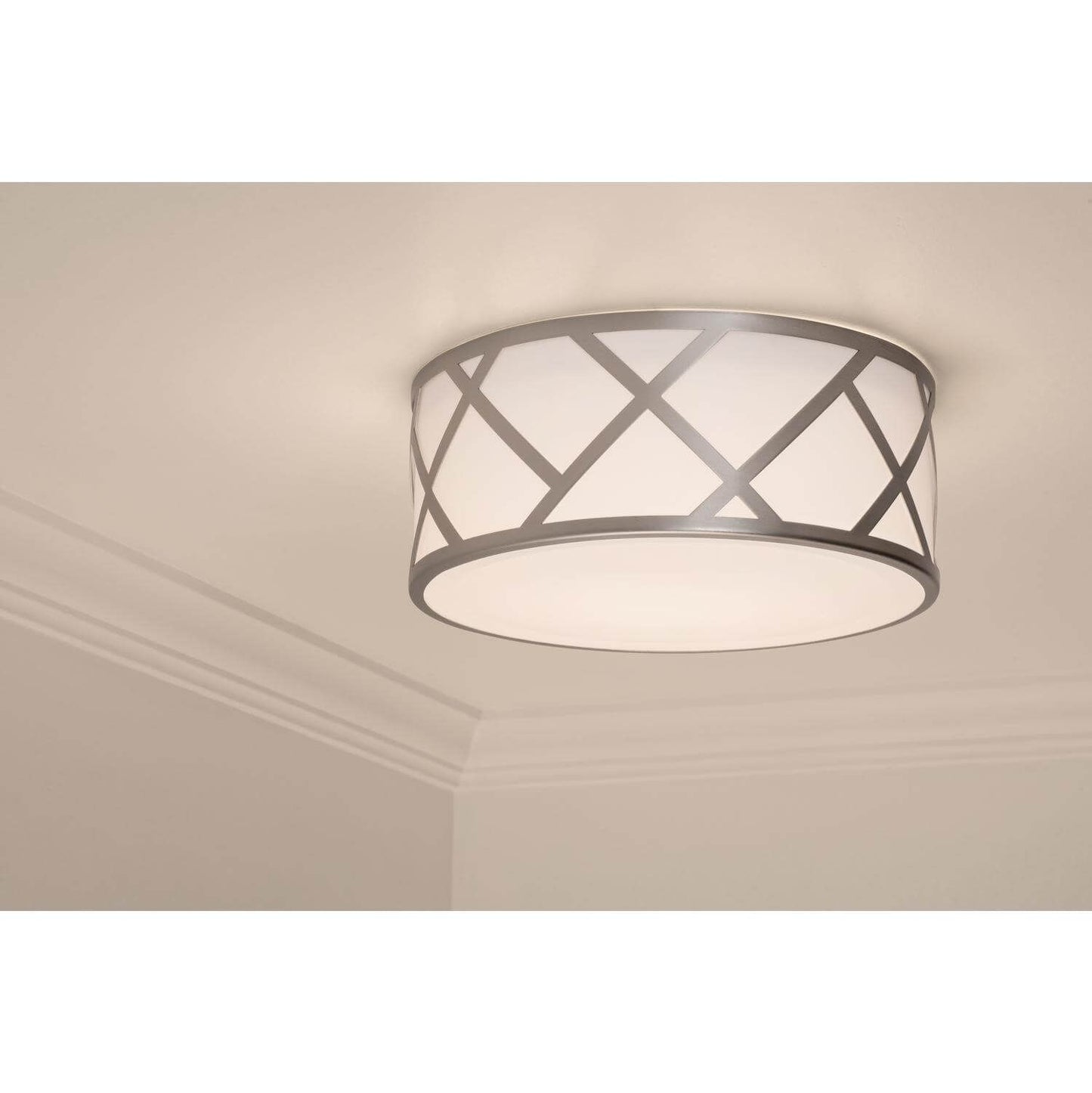 AFX Lighting HVNF21MBSN Haven 3 Light 21 Inch Flush Mount In Satin Nickel With White Acrylic Diffuser