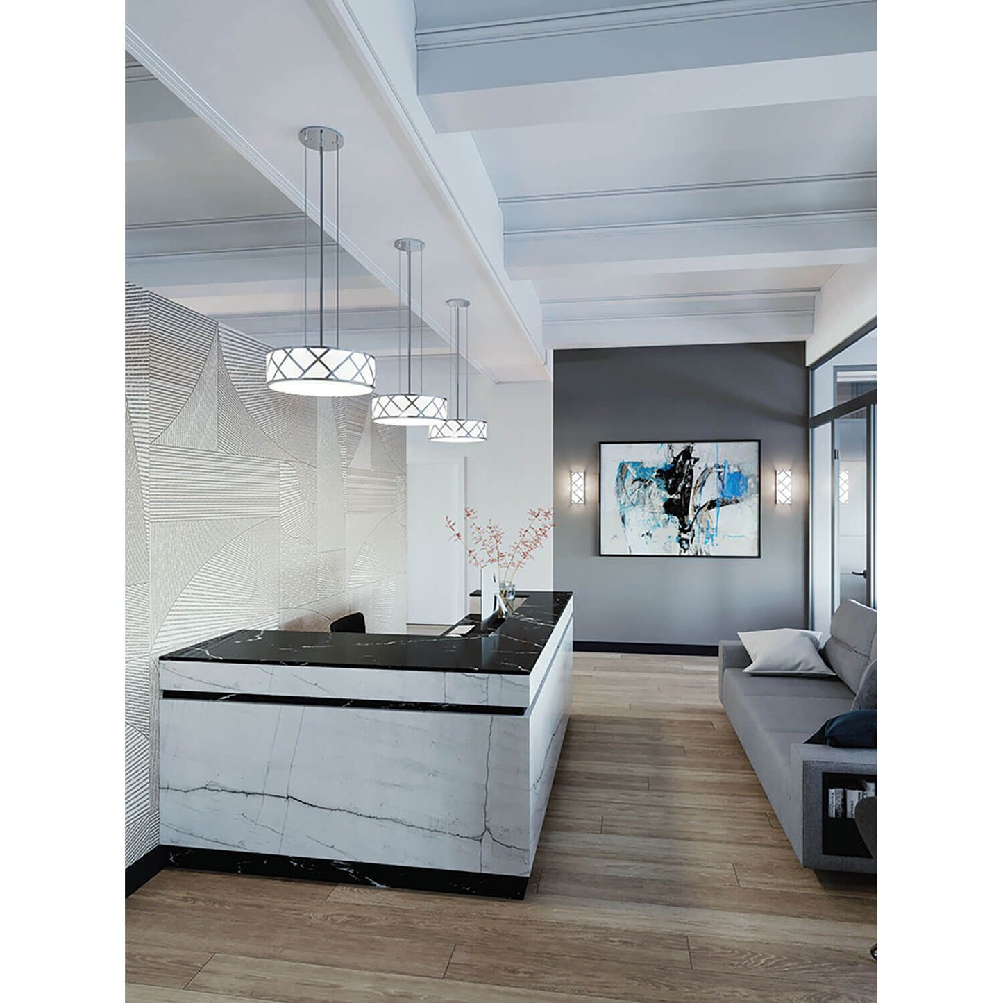AFX Lighting HVNP17LAJUDSN Haven 17 Inch CCT LED Pendant In Satin Nickel With White Acrylic Diffuser