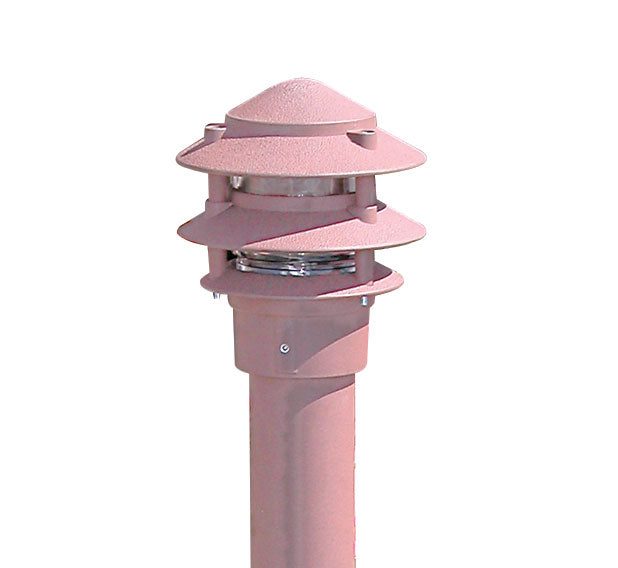 Focus Industries IAL0310NL3BLT Alum 3 Tier Pagoda Area Light - Configuration: 3 Tier - Voltage: 120V - Top Hat Size: 10" - Lamp: Not Included - Finish: Black Texture