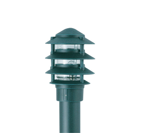 Focus Industries IAL0410NL3BLT Alum 4 Tier Pagoda Area Light - Configuration: 4 Tier - Voltage: 120V - Top Hat Size: 10" - Lamp: Not Included - Finish: Black Texture