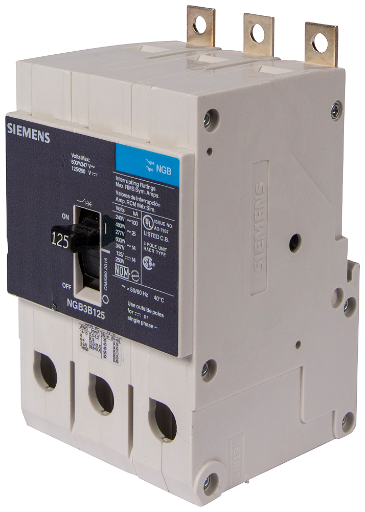 Siemens LGB3B090B Panelboard Mount G Frame Circuit Breaker, Thermal-Magnetic Trip, 90A, 3-Pole, 277V