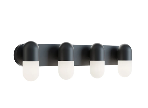 AFX Lighting IRVV3206LAJUDBK Irvine 4 Light 33 Inch Wide LED Vanity Light with Frosted Glass Shades, Watt 36W, Selectable 5CCT Black Finish