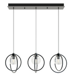 AFX Lighting JAMP12MBBKLNR3 Jamie 3-Light LED Linear Pendant Light - 120V - Black Finish