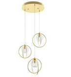 AFX Lighting JAMP12MBSBRND3 Jamie 3-Light LED Round Pendant Light - 120V - Satin Brass Finish