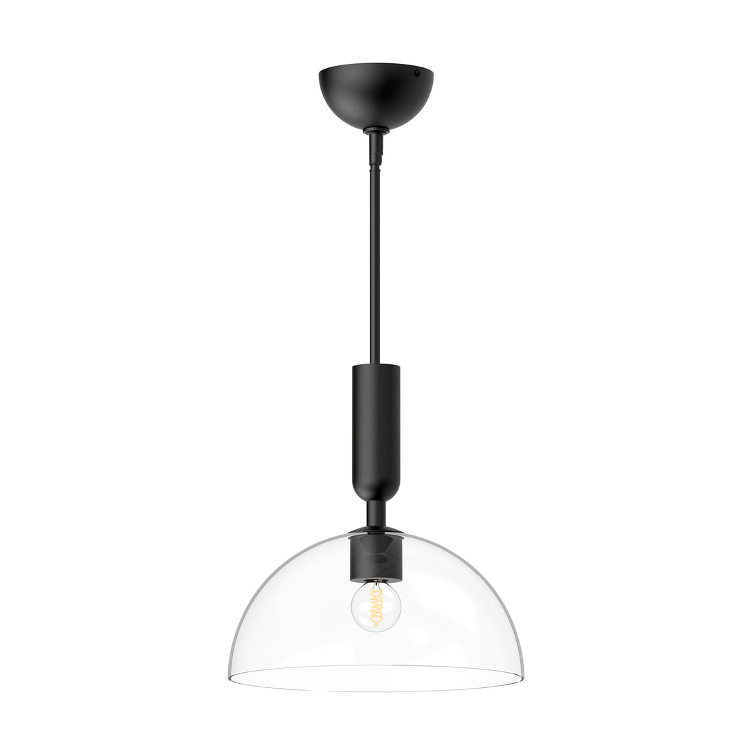 Alora Mood PD563012MBCL Jude 12" Pendant, Clear Glass/Matte Black, E26 Socket, 60W Max, Adjustable Rod Length, Dry Location