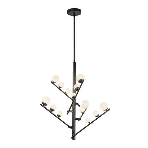 Kuzco Lighting CH55530-BK/OP-UNV Cypress 5 Head Chandelier Ceiling Light - CCT: 3000K - Finish: Black/Opal Glass