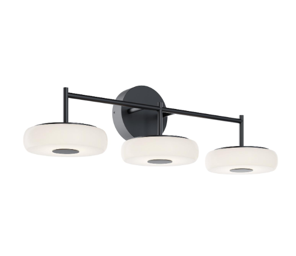 AFX Lighting JUNV3008LAJUDBK June 3 Light 8 Inch LED Wall Sconce Light, 120-277V, Watt 30W, Selectable 5CCT Black Finish