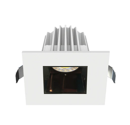 Lotus LED Lights JXL-COB02-S09W-5CCT-WH-2SR-SM-BC 2 Inch Square Recessed White Trim LED 9W CCT Selectable 2700K/3000K/3500K/4000K/5000K Black Chrome Reflector 36 Degree Air Tight 90 CRI