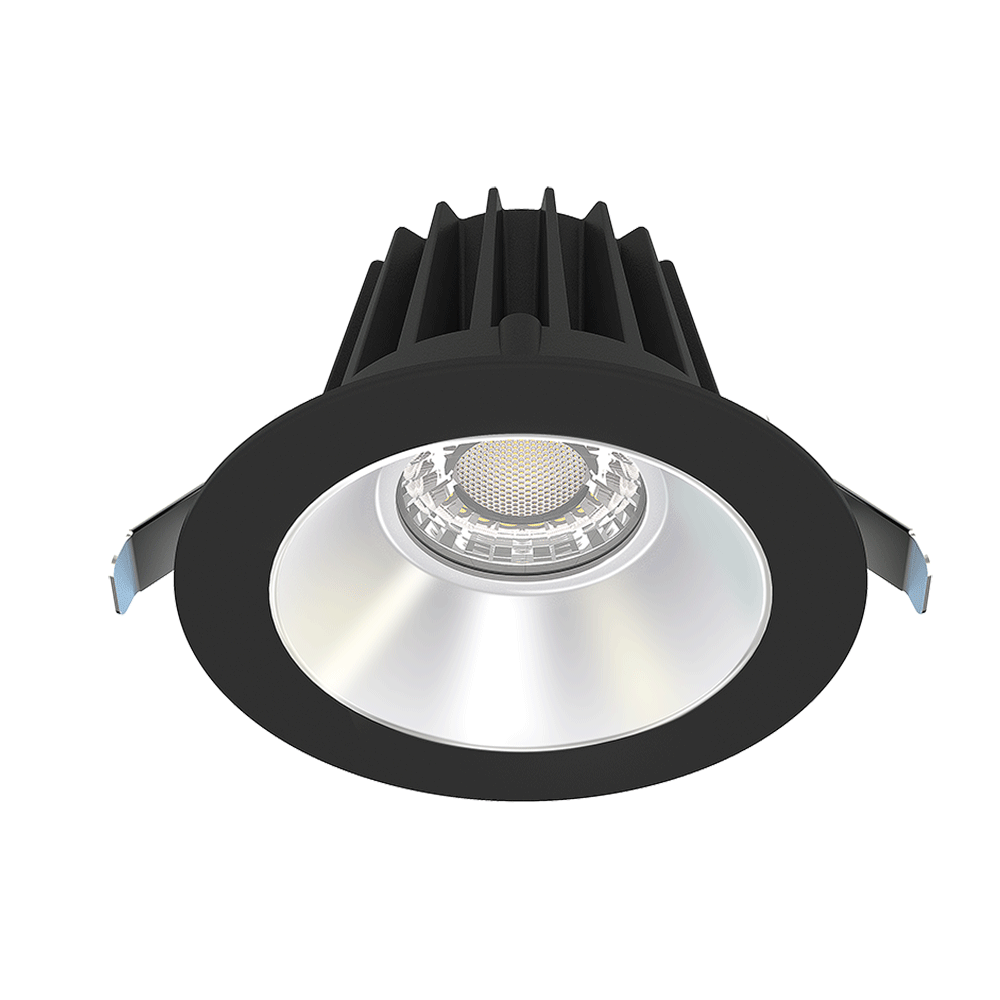 Lotus LED Lights JXL-COB04-R15W-5CCT-BK-4RR-SM-AZ 4" Round Recessed LED Downlight - 15W 5CCT (2700K-5000K), TRIAC Dimmable, Black Trim/Alzak Reflector, Airtight, ETL-Certified for Insulated/Damp Ceilings