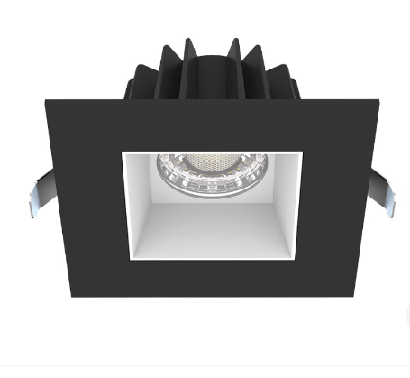 Lotus LED Lights JXL-COB04-S15W-5CCT-BK-4SR-SM-WH 4" Square Economy Regressed Led Downlight - 8w - Black Trim / White Smooth Reflector - 27k / 3k / 35k / 4k / 5k - 120v