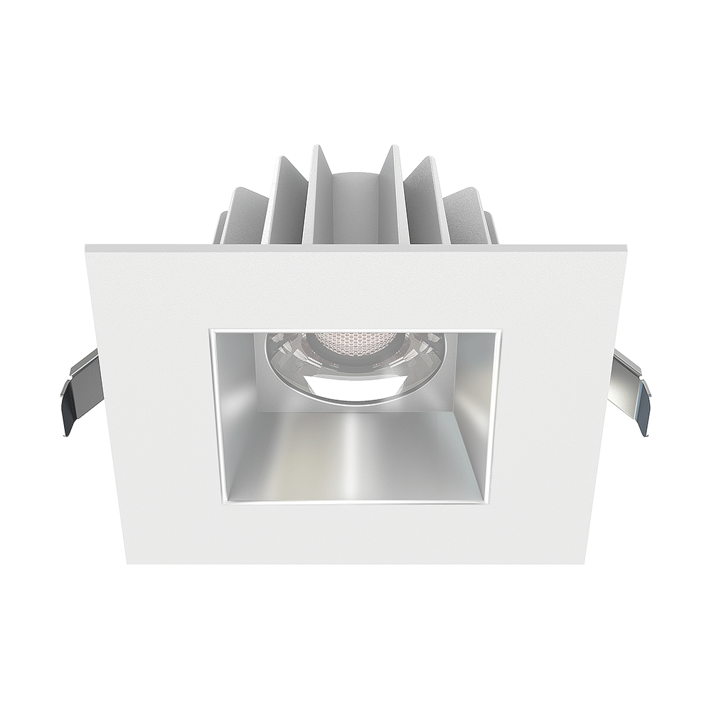 Lotus LED Lights JXL-COB04-S15W-5CCT-WH-4SR-SM-AZ 4" Square Residential Recessed LED Downlight - 15W 5CCT (2700K-5000K), TRIAC Dimmable, White Trim/Alzak Reflector, Airtight, cETLus-Certified for Insulated/Damp Ceilings