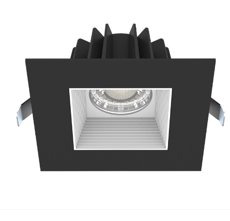 Lotus LED Lights JXL-COB04-S15W-CCT-BK-4SR-BF-WH 15 Watt 4" Square Economy Regressed Led Downlight - Black Trim / White Baffle Reflector - 3k / 4k / 5k - 1,335 Lumens - 120v