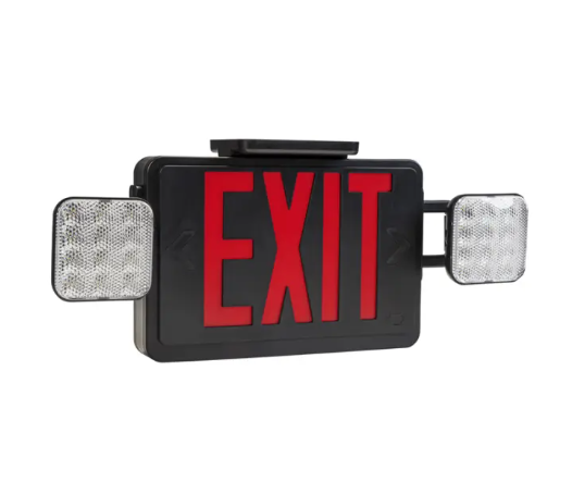 Keystone KT-EC-TP1-BL3RGW-SD-RC LED Exit Emergency Combo - Remote Capable - Single or Double Face - Red or Green Letters - 120-277V - Battery Backup - Black