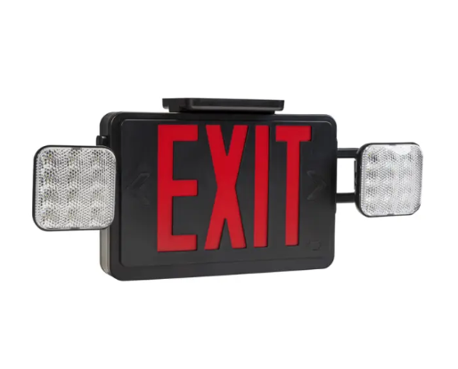 Keystone KT-EC-TP1-BL3RGW-SD LED Exit Emergency Combo - Single or Double Face - Red or Green Letters - 120-277V - Battery Backup - Black