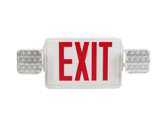 Keystone KT-EC-TP1-WH3RGW-SD-RC LED Exit Emergency Combo - Remote Capable - Single or Double Face - Red or Green Letters - 120-277V - Battery Backup - White