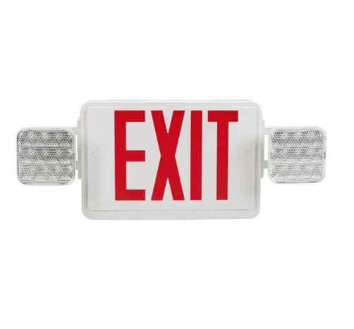 Keystone KT-EC-TP1-WH3RGW-SD LED Exit Emergency Combo - Single or Double Face - Red or Green Letters - 120-277V - Battery Backup - White