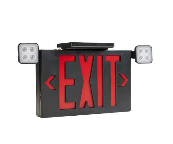 Keystone KT-EC-TP2-BL3RGW-SU-RC LED Exit Emergency Combo - Remote Capable - Single or Double Face - Red or Green Letters - 120-277V - Battery Backup - Black
