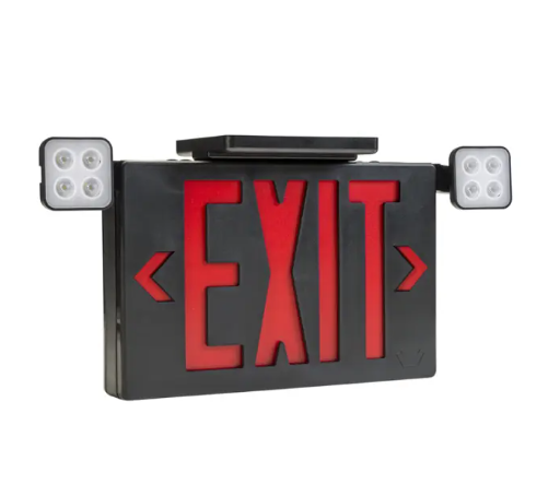Keystone KT-EC-TP2-BL3RGW-SU LED Exit Emergency Combo - Single or Double Face - Red or Green Letters - 120-277V - Battery Backup - Black