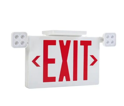 Keystone KT-EC-TP2-WH3RGW-SU-RC LED Exit Emergency Combo - Remote Capable - Single or Double Face - Red or Green Letters - 120-277V - Battery Backup - White