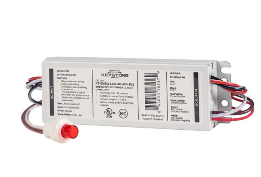 Keystone KT-EMRG-LED-4C-400-EN2 LED Emergency Back-Up One Piece 4W Constant Wattage Design Approximately 400Lm 90 Min Operation 120-277V Input CEC T20 Compliant