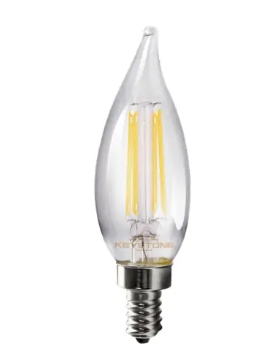 Keystone KT-LED5.5FCA11-E12-927-C CA11 LED Filament Bulb, 60W Equivalent, E12 Candalbra Base, Wattage 5.5W, Color Temperature 2700K, Clear