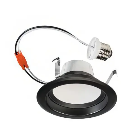 Keystone KT-LED8RD-4C-9CSF-DIM-B LED Residential Retrofit - 4" Round - CCT Selectable - 8W - TRIAC Dimming - E26 Adapter Included - 120V - Black