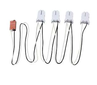 Keystone KT-SOCKET-T8-U-SI-2-W Wiring Harness for LED Tubes, (2) Pre-Wired Snap-In U-Bend, Non-Shunted Sockets with Power Quick Disconnect. 10" of Wire between sockets and 8" to power