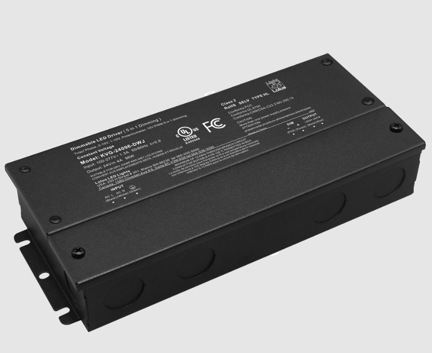 Lotus LED Lights KVG-24096-DWJ 24V 96W 5-in-1 Dimmable cULus Driver with Built-in Wiring Chambers 120-277V Wet Class 2 Type HL Constant Voltage