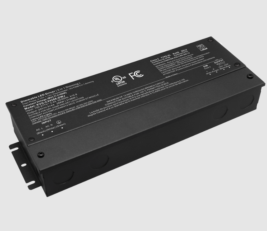Lotus LED Lights KVG-C24288-DWJ 24V 288W 5-in-1 Dimmable cULus Driver with Built-in Wiring Chambers 120-277V Wet Class 2 Type HL Constant Voltage