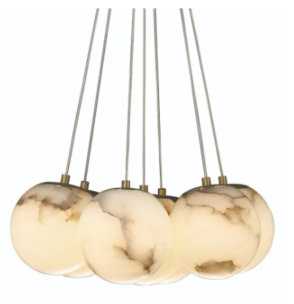 Eurofase Lighting 46805-010 Kepler 18" Wide LED Multi Pendant with Alabaster Shades, Color Temperature 3000K, Wattage 35W, Gold Finish