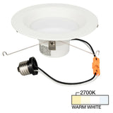 Task Lighting L-RC6-FR9-27 6" Trimmed Retro-Fit Recessed Can Light, Single-White, CCT Warm White 2700K, White Finish