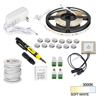 Task Lighting L-RTDRK-16-405P 5-Pack 16 Ft. 120 Lumens Per Foot Radiance Touch Dimmer Switch Tape Light Kit, Cool White 4000K, Retail Box