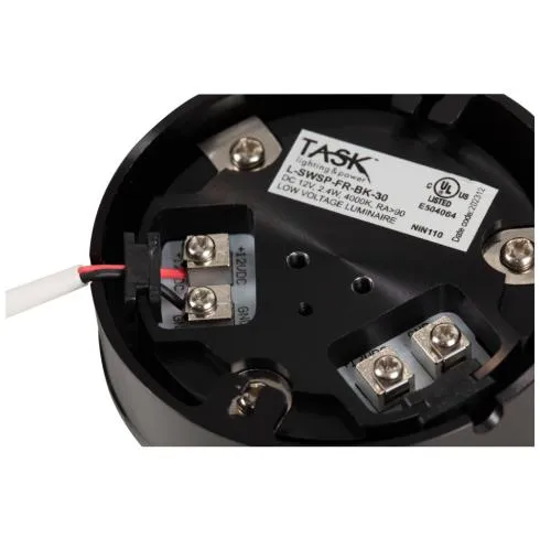 Task Lighting L-SWSP-FR-BK-30 180 Lumens/Fixture 12-volt Puck Light, Single-White, Black Finish, Soft White 3000K, Direct-Wire or Barrel Connection