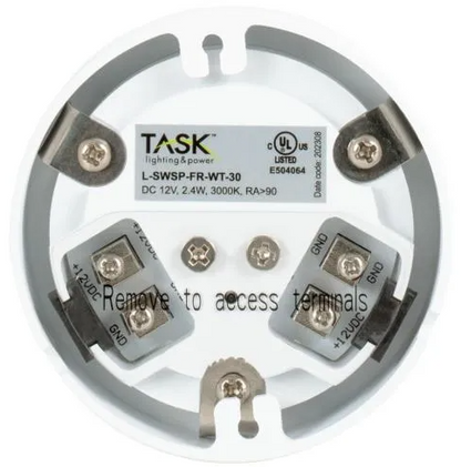 Task Lighting L-SWSP-FR-WT-30 180 Lumens/Fixture 12-volt Puck Light, Single-White, White Finish, Soft White 3000K, Direct-Wire or Barrel Connection