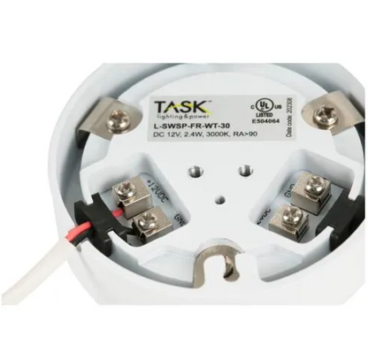 Task Lighting L-SWSP-FR-WT-30 180 Lumens/Fixture 12-volt Puck Light, Single-White, White Finish, Soft White 3000K, Direct-Wire or Barrel Connection