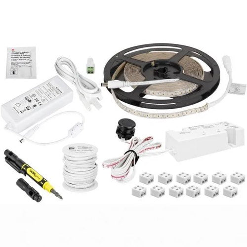 Task Lighting L-TWCK-16 16 Ft 12V 300 Lm/Ft LED Tape Light Wired Kit, Tunable-White, 1 Zone, 1 Area, Wired Controller, 2.93 Watts/Ft, Standard Output, Waterproof IP65 Rated, CCT 2700K–5000K
