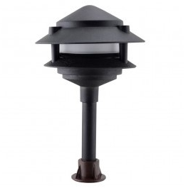 Orbit L2020-BK-F-CW Led Outdoor Cast Aluminum 2-Tier Pagoda Frosted Lens, Wattage 2W, Voltage 12V, Color Temperature 4700K, Black Finish